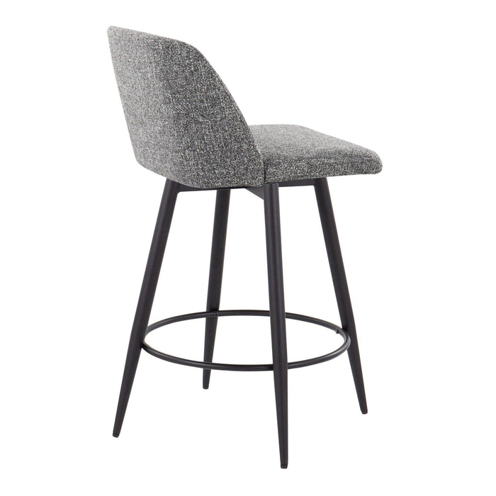 Toriano - Contemporary Fixed-Height, Counter Stool With Swivel With Round Footrest (Set of 2)