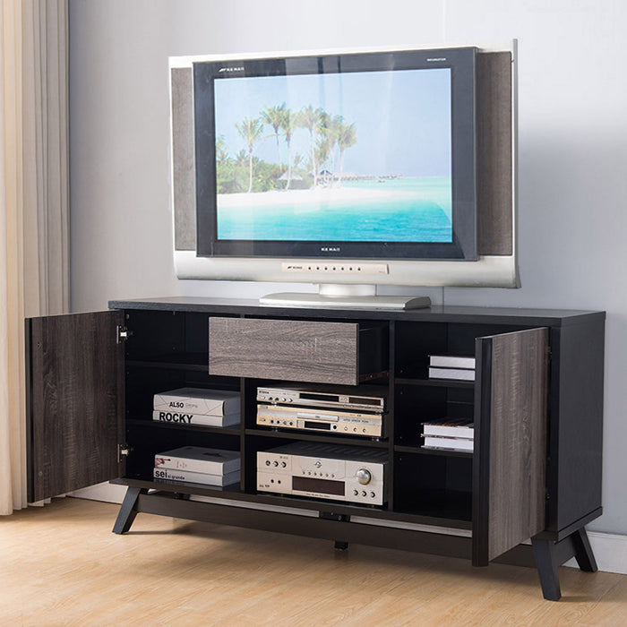 Sideboard TV Stand Buffet With Two Doors One Drawer And Six Shelves - Black & Grey