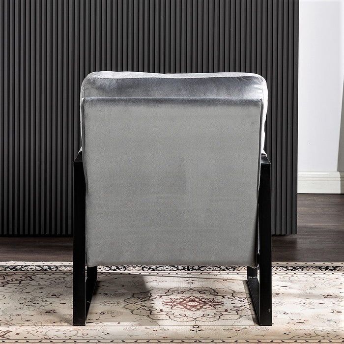 Classic Mid Century Modern Accent Chair With Durable Square Metal Frame, Armchair