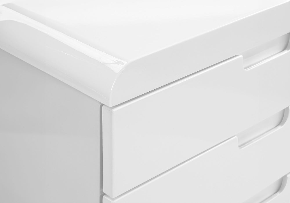 File Cabinet, Rolling Mobile, Storage Drawers, Printer Stand, Office, Work, Glossy Contemporary, Modern - White