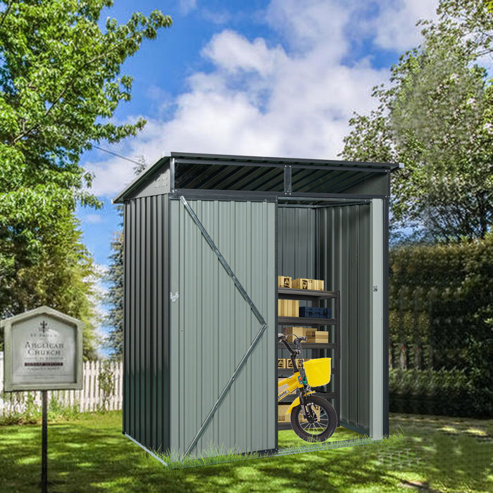 Tc53G Outdoor Metal Storage Shed Transparent Plate - Gray