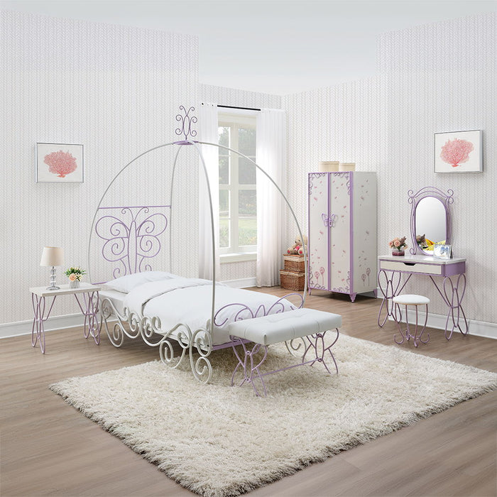 Priya II - Nightstand - White & Light Purple