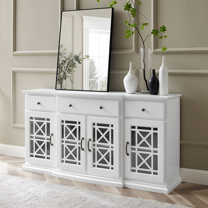 Classic Fretwork Detailed Glass Door Sideboard