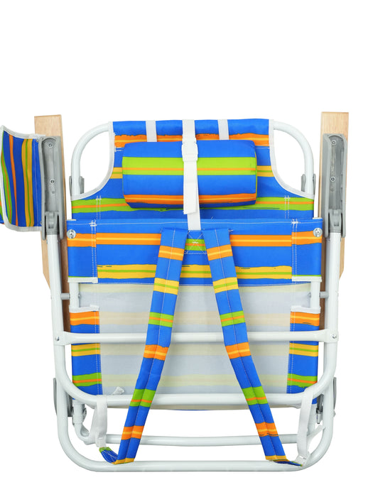 Backpack Beach Chair For Adults, Beach Towel, 5 Position Chair With Pouch Folding Lightweight Positions Back Pack, 1 Piece - Blue / Yellow