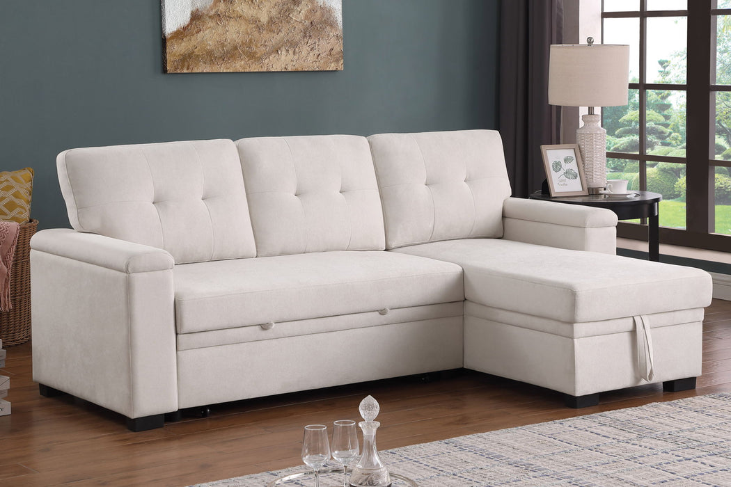 Lucca II  - 84.5"W Reversible Sleeper Sectional Sofa with Storage Chaise