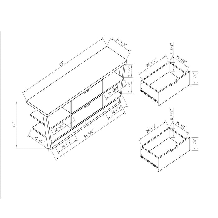 TV Stand With Floating Shelves, Drawers, And Cutout Handles Modern And Functional Design For Entertainment Space - Walnut Brown