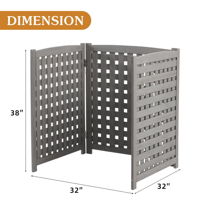 Air Conditioner Fence Screen Outside, Cedar Privacy Fence 3 Panels To Hide Ac & Trash Enclosure - Gray