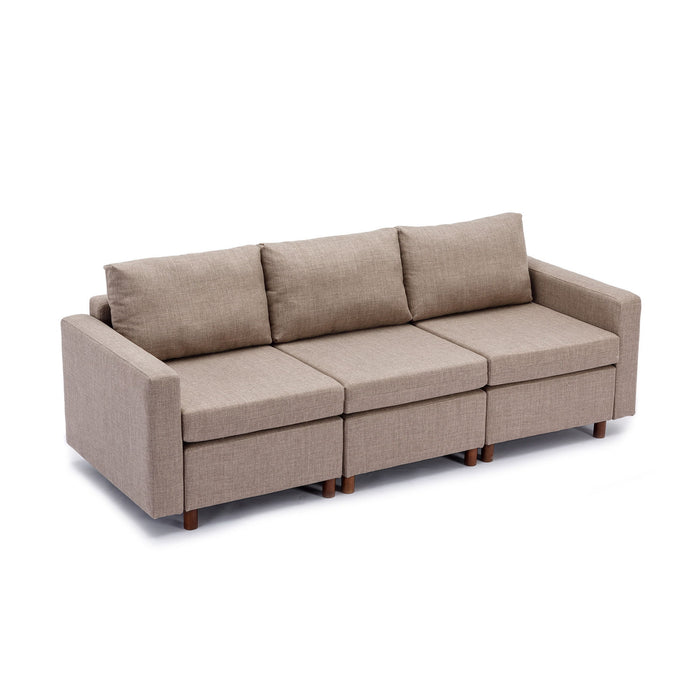 3 Seat Module Sectional Sofa Couch With 2 Ottoman For Living Room, Seat Cushion And Back Cushion Non-Removable And Non-Washable