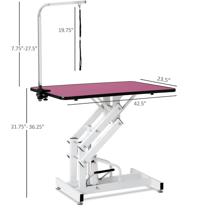 Hydraulic Pet Grooming Table - Pink