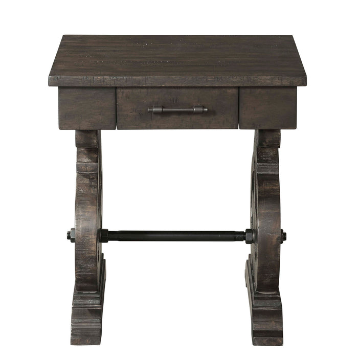 Stone - Chair Side Table With Pu Base - Dark Walnut