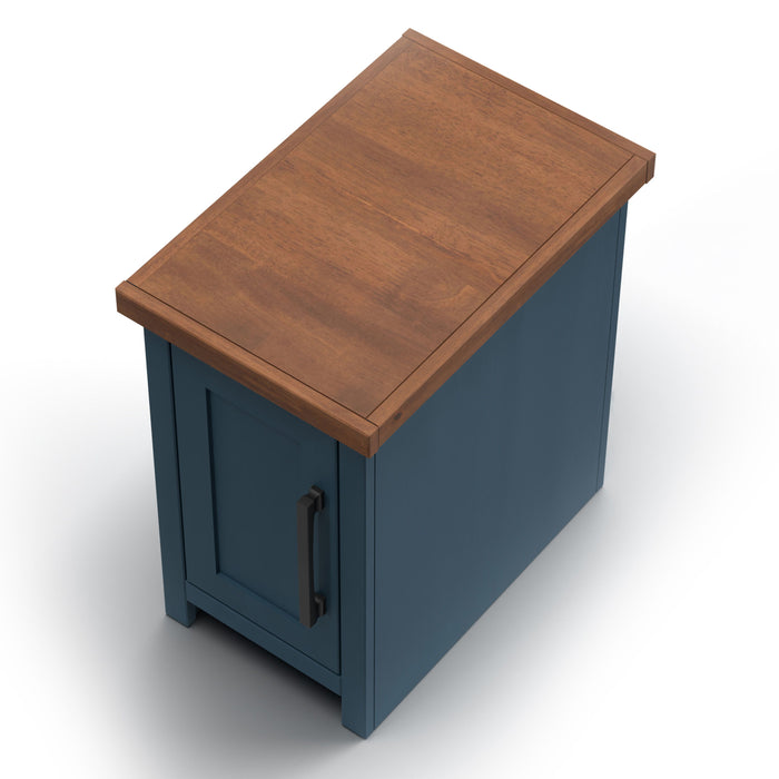 Bridgevine Home - Nantucket 14" Chairside Table - Blue Denim and Whiskey Finish