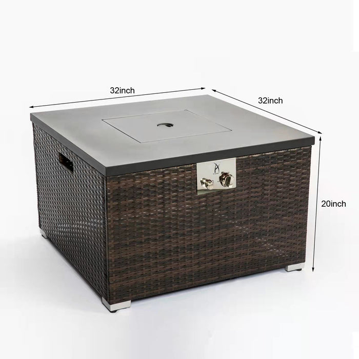 Outdoor Rectangle Fire Pit Table And Propane Tank Cover