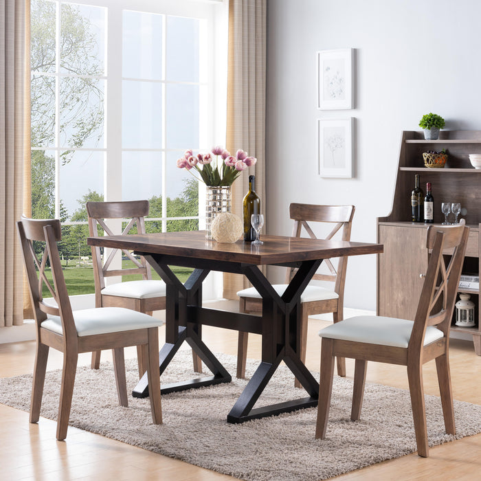 Mid-Century, Modern Dining Table With Metal Frame - Distressed Wood / Black