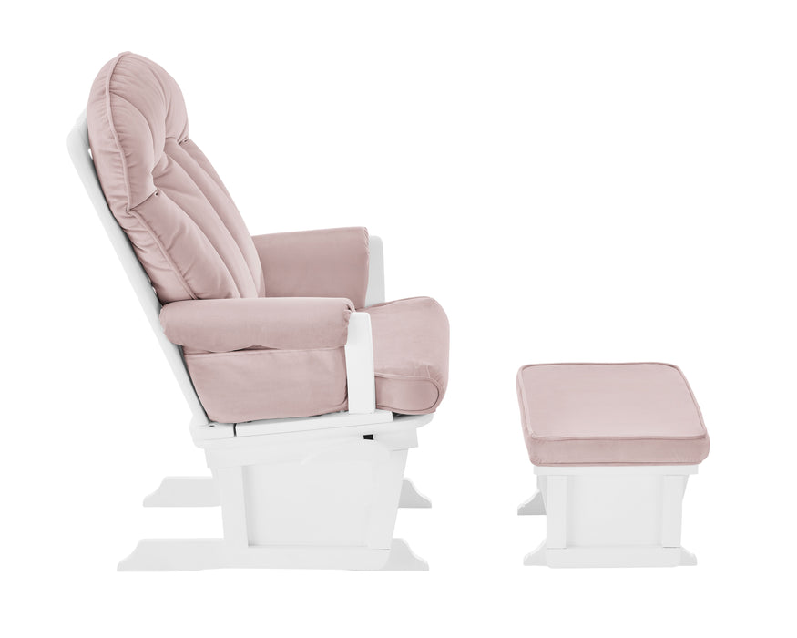 Victoria - Glider And Ottoman White Wood