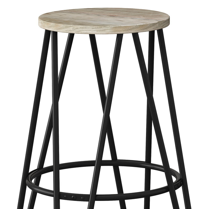 Simeon - 26" Metal Counter Height Stool with Wood Seat (Set of 2)