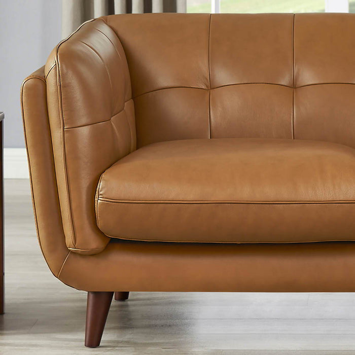 Solana - Leather Loveseat - Cognac