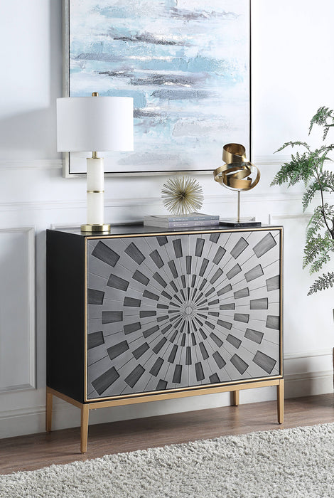 Quilla - Brass Console Cabinet - Black / Gery