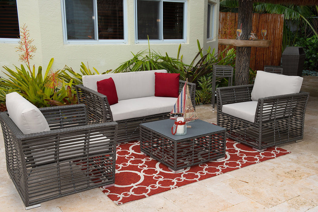 Panama Jack Graphite 4-Piece Furniture > Outdoor > Furniture > Outdoor > Outdoor Living Set with Cushions