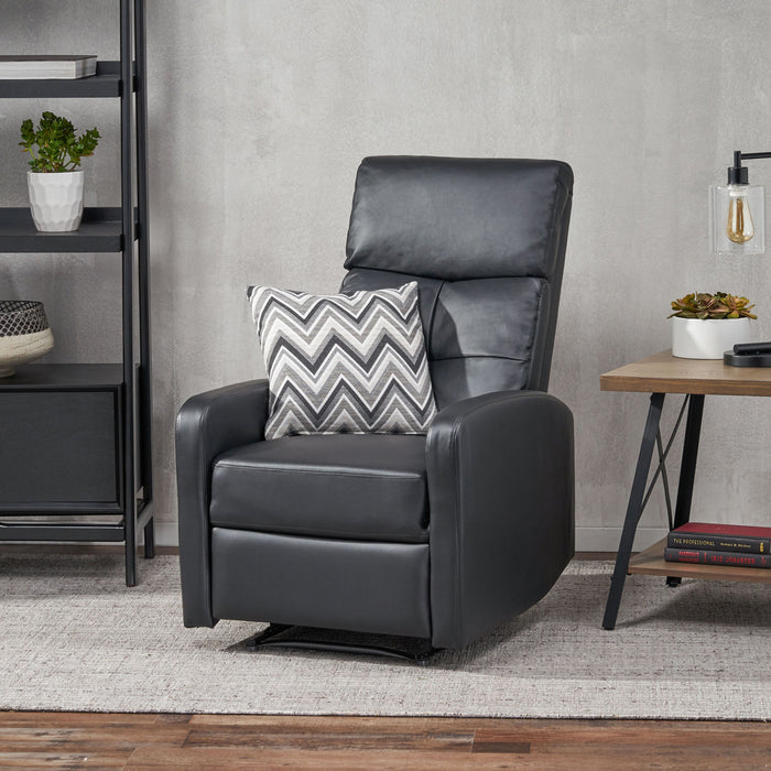 Wide Faux Leather Manual Standard Recliner - Black