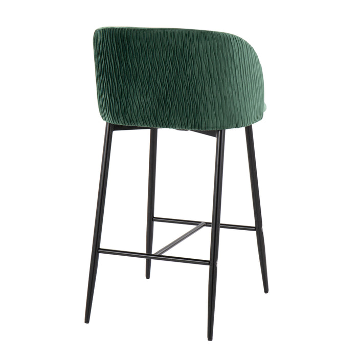 Fran - Pleated Waves Contemporary Fixed Height Counter Stool (Set of 2)