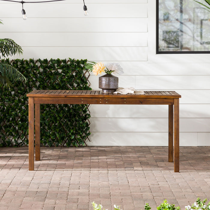 Contemporary Slat Top Acacia Wood Outdoor Dining Table