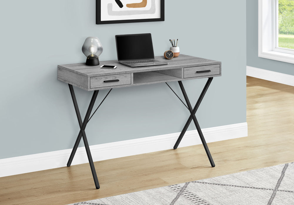 Computer Desk, Home Office, Laptop, Left / Right Set-Up, Storage Drawers, Work, Contemporary, Modern - Gray