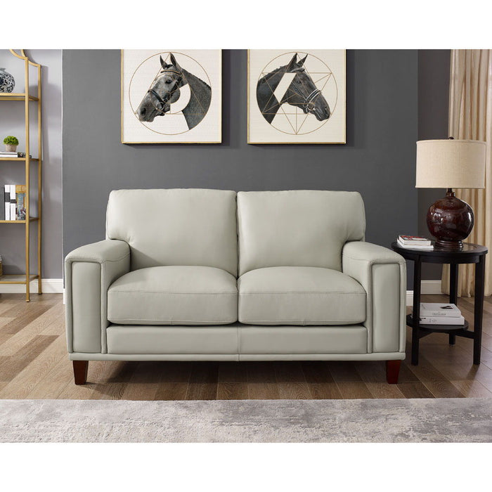 Jensen - Leather Loveseat - Fog Gray