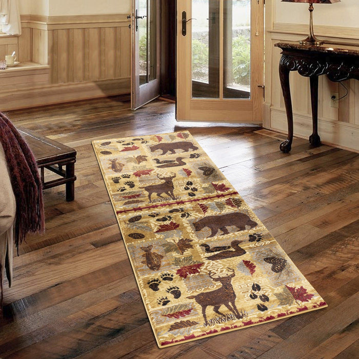 Nature's Nest - 2'7" X 7'3" Polypropylene, Lodge Area Rug - Multi / Beige