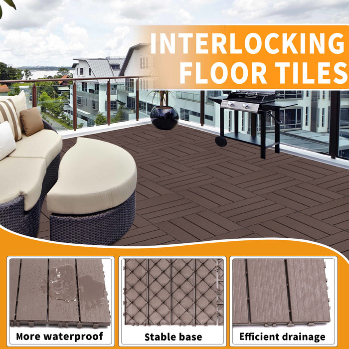 Plastic Interlocking Deck Tiles, Patio Flooring Outdoor Waterproof All Weather Use For Garden Poolside Front / Back Yard