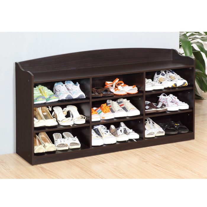 Wooden Shoe Storage Bench, Nine Storage Shelves