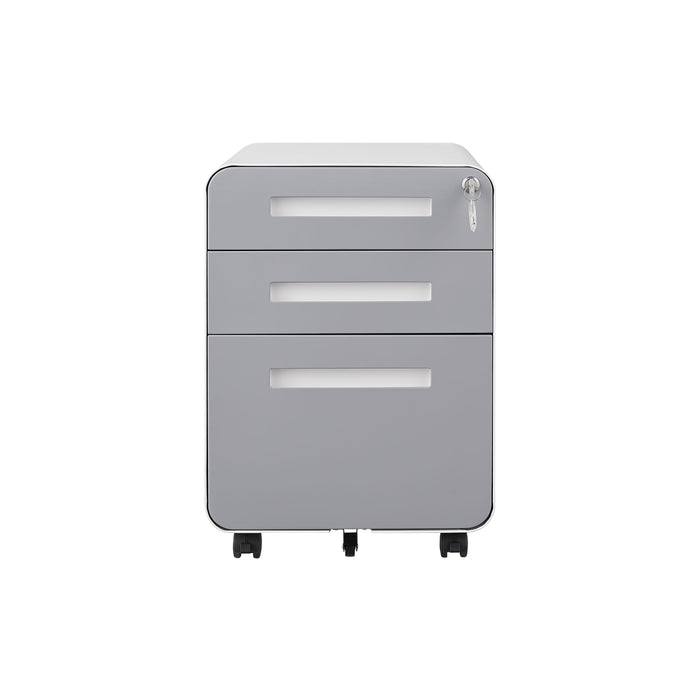 3 Drawer Mobile File Cabinet Under Desk Office, Simple Style Versatile Storage Cabinet For Legal / Letter / A4 Files, 5 Wheel Design Anti-Tilting Cold Rolled Steel Waterproof Moisture-Proof