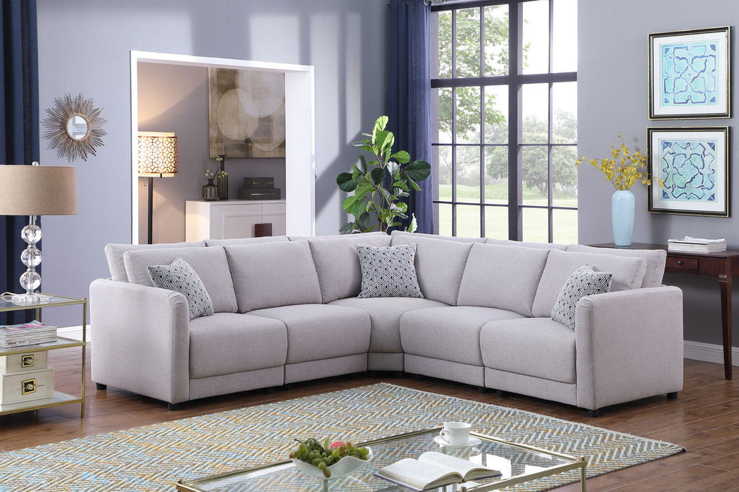 Penelope - Fabric Reversible Modular Sectional Sofa With Ottoman And Pillows