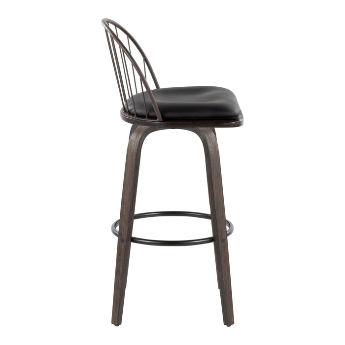 Riley - Industrial / Urban Fixed Height Barstool With Swivel With Removable Cushion (Set of 2)