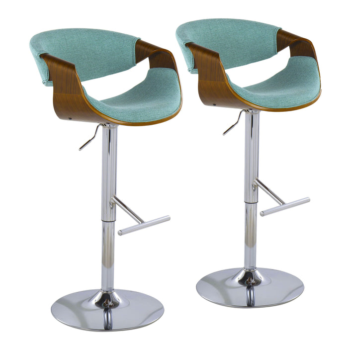 Curvo - Mid Century Modern Adjustable Barstool With Swivel With Straight T Footrest