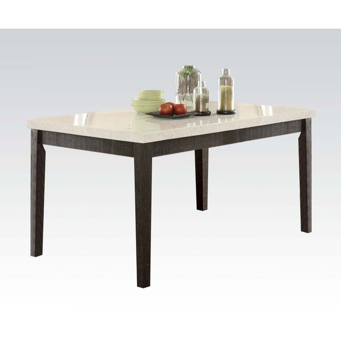 Nolan - Dining Table - White Marble & Salvage Dark Oak