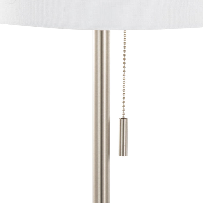 Bounty - Contemporary Floor Lamp - Nickel / White