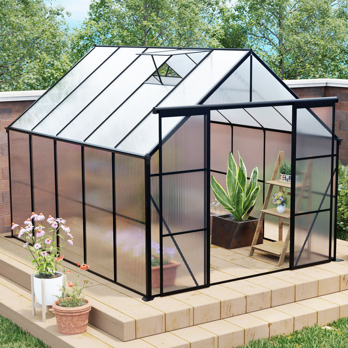 Double Door Polycarbonate Greenhouse Raised Base And Anchor Aluminum Heavy Duty Walk In Greenhouses For Outdoor Backyard In All Season