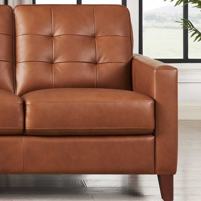 Aiden - Leather Loveseat - Brown