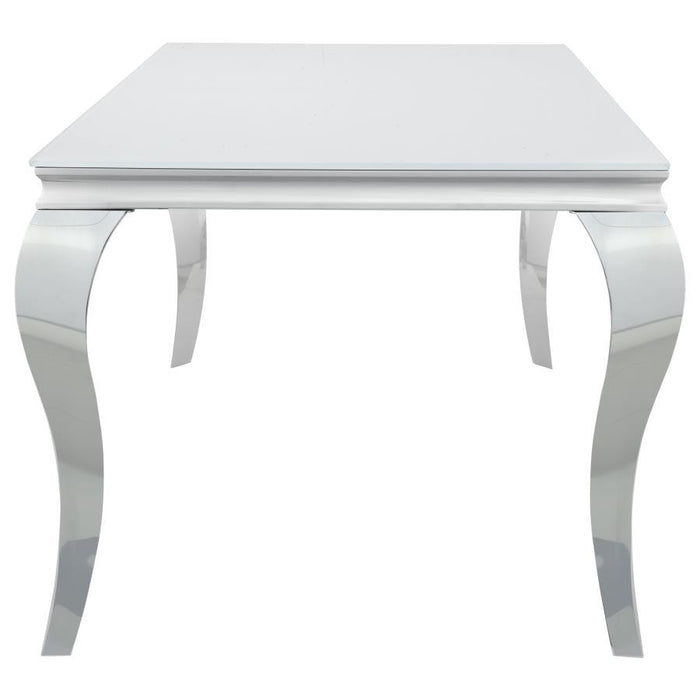 Carone - Mesa de comedor rectangular con tablero de cristal