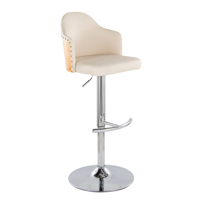 Ahoy - Contemporary Adjustable Barstool, Swivel With Rounded T Footrest (Set of 2)