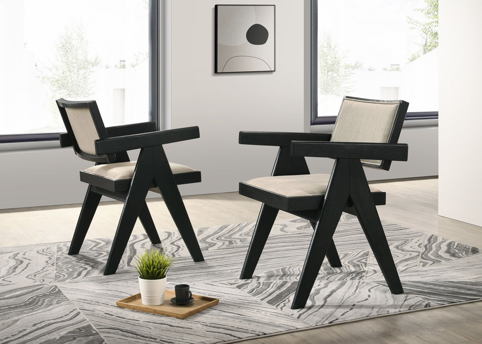 Jasper - 7 Piece Round Dining Room (Set of 7) - Ebony Black