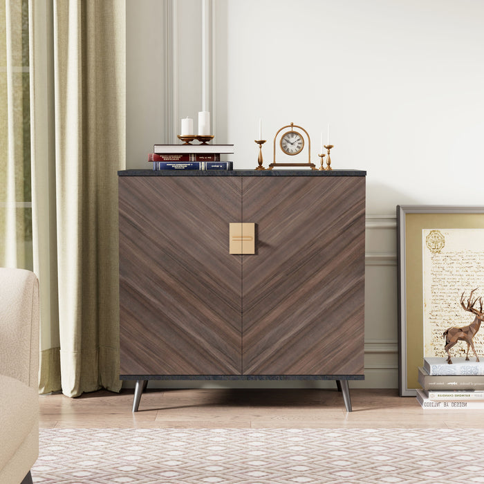 Accent Storage Cabinet With Doors, Bar Cabinet Buffet Cabinet With Storage For Living Room, Hallway, Bedroom - Brown Mix