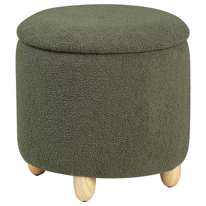 Valia - Faux Sheepskin Upholstered Round Storage Ottoman