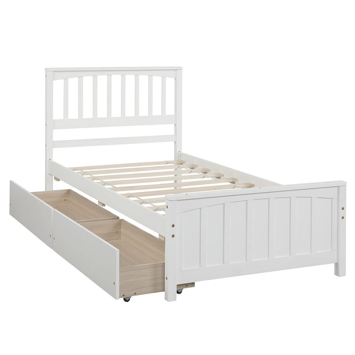 Twin Size Platform Bed With Two Drawers