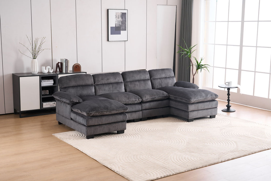 U-Shaped Profile Sofa, Including Two Single Seats And Two Chaise, Modular Sofa, Corduroy Sofa