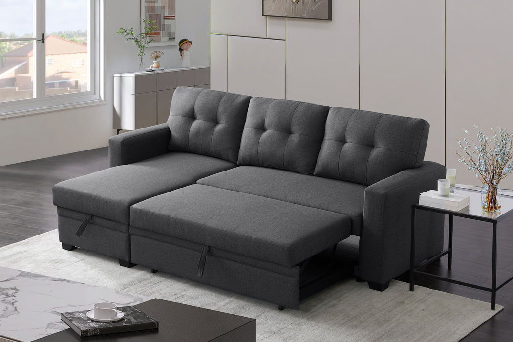 Upholstered Pull Out Sectional Sofa With Chaise