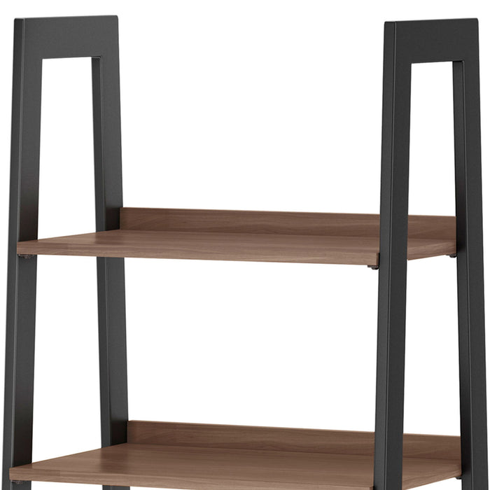 Sawhorse - Solid Walnut Veneer and Metal Ladder Shelf with Storage - Walnut