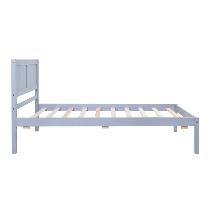 Twin Size Platform Bed With Headboard - Gray