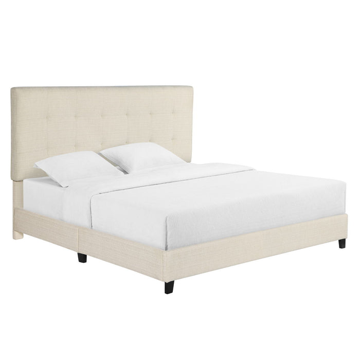 King Size Tufted Upholstered Platform Bed - Beige