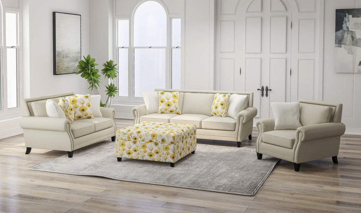 Foria - Floral Storage Ottoman - Yellow